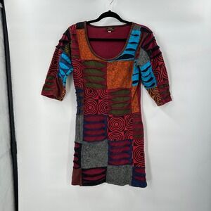 Rising International Patchwork Dress Large Boho Hippie Artsy Festival Indie